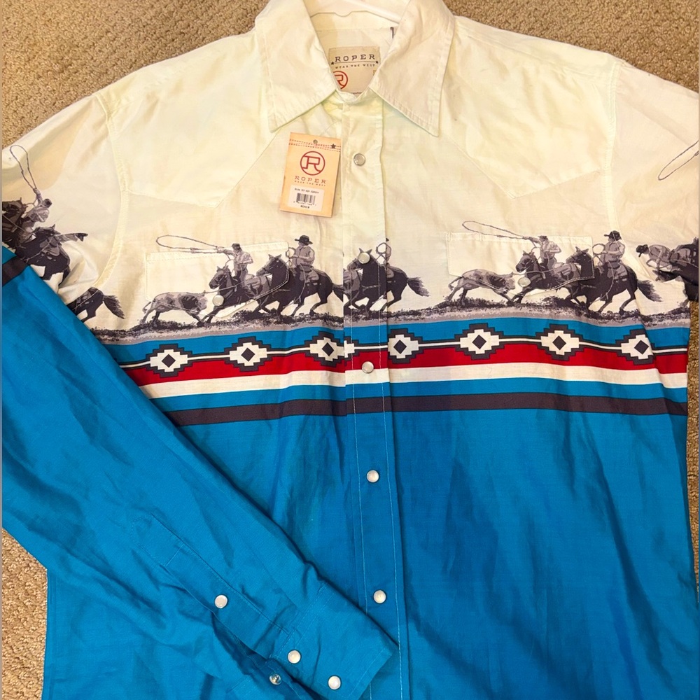 Vintage Roper Western Pearl Snap Button Down Size M NWT 🤠🐴 🫰